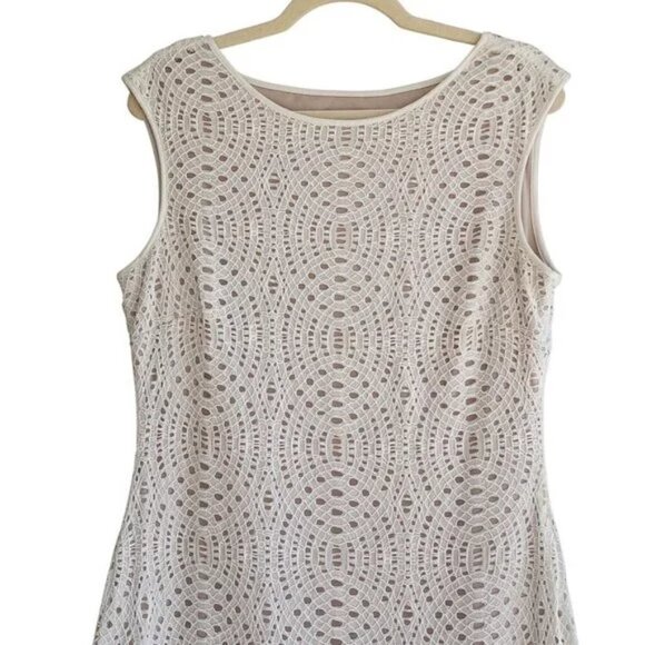 Jessica Howard Dress Sheath Off-White Lace Vacay Sleeveless Size 8 - Picture 5 of 8